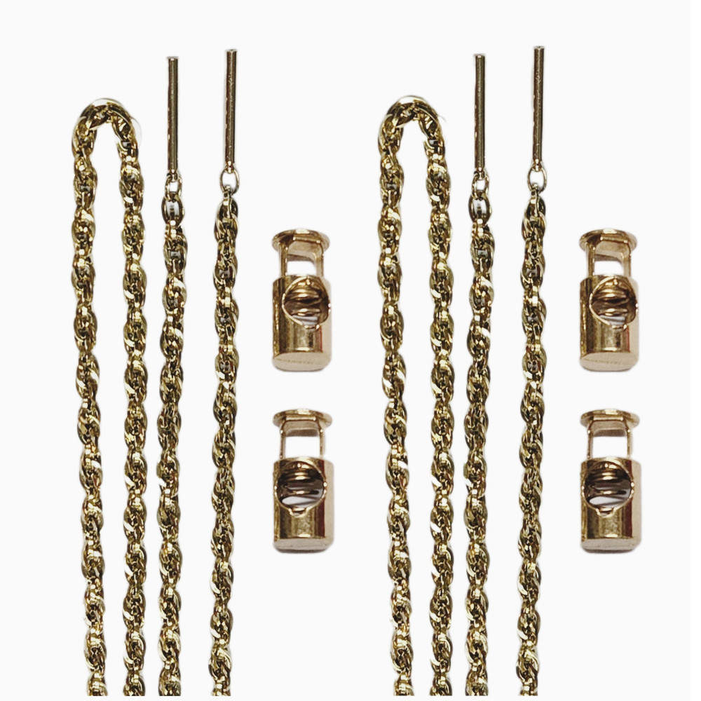 Gold Metal Chain Shoelaces With Buckle - Gold -